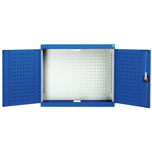 Szafki wiszące Bott Cubio z panelami perforowanymi - Szafka wisząca Bott Cubio, ścianka tylna perforowana, 70 x 80 x 32,5 cm, szaro-niebieska