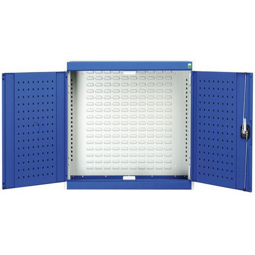 Szafki wiszące Bott Cubio z panelami perforowanymi - Szafka wisząca Bott Cubio, panel tylny z żaluzją, 100 x 105 x 32,5 cm, szaroniebieski