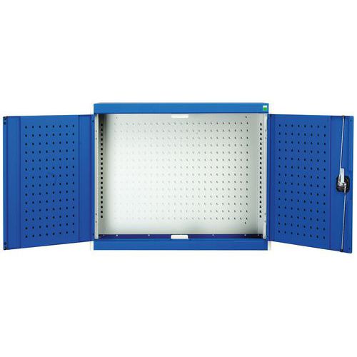 Szafki wiszące Bott Cubio z panelami perforowanymi - Szafka wisząca Bott Cubio, ścianka tylna perforowana, 70 x 52,5 x 32,5 cm, szaro-niebieska