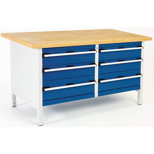 Stół warsztatowy Bott Cubio Storage, 84 x 150 x 75 cm, 6 szuflad, linoleum/sklejka - Stół warsztatowy Bott Cubio Storage, 84 x 150 x 75 cm, 6 szuflad,