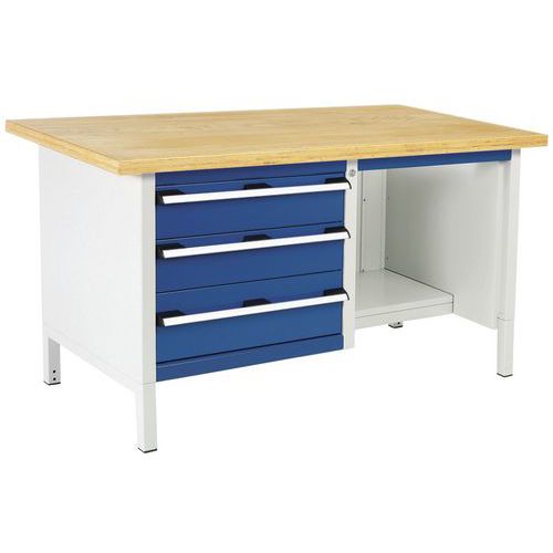 Stół warsztatowy Bott Cubio Storage, 84 x 150 x 75 cm, 3 szuflady, półki, linoleum/sklejka - Stół warsztatowy Bott Cubio Storage, 84 x 150 x 75 cm, 3 