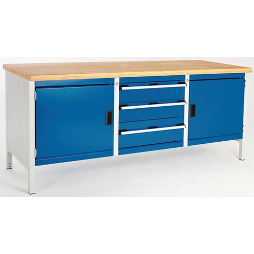 Stół warsztatowy Bott Cubio Storage, 84 x 200 x 75 cm, 2 szafki, 3 szuflady, multipleks/linoleum - Stół warsztatowy Bott Cubio Storage, 84 x 200 x 75 