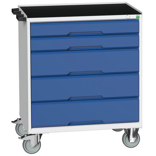 Stoły z szufladami mobilnymi Bott Verso, 98 x 80/105 x 55/60 cm, 5 szuflad, multipleks/linoleum/mata - Biurko mobilne Bott Verso z szufladami, 96,5 x 