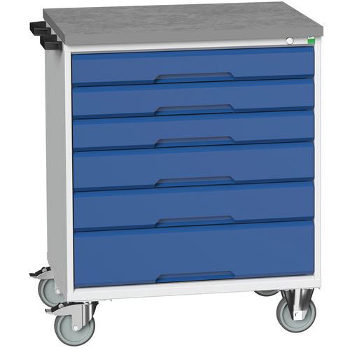 Stoły z szufladami mobilnymi Bott Verso, 98 x 80/105 x 55/60 cm, 6 szuflad, multipleks/linoleum/mat - Biurko mobilne Bott Verso z szufladami, 98 x 80 