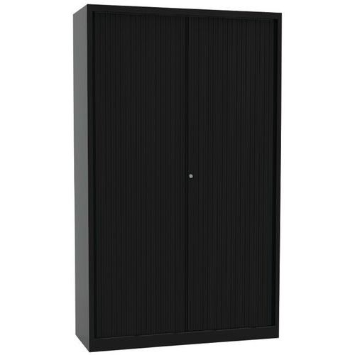 Czarne szafki z żaluzjami, bez półek - Szafka czarna z roletą bez półek, wys. 195 cm, szer. 120 cm