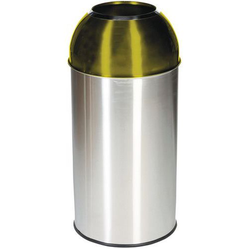 Metalowe kosze Manutan Expert Dome na odpady segregowane EKO, pojemność 40 l - Metalowy kosz Manutan Expert Dome na śmieci segregowane, pojemność 40 l