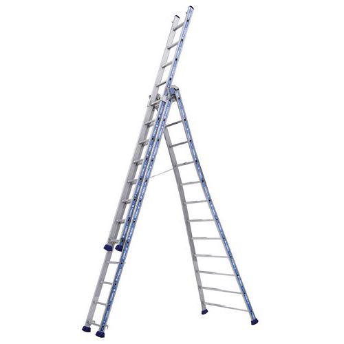 Aluminiowe drabiny wysuwane Platinum 300 Pro Tubesca-Comabi - Wysuwana drabina aluminiowa Platinum 300 Pro Tubesca-Comabi, 3 x 12 szczebli