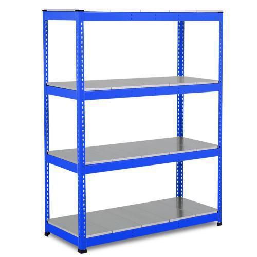 Metalowe regały bezśrubowe Rapid 1 - Regał metalowy Rapid 1, 198 × 152,5 × 73 cm, 440 kg/półkę, 4 panele stalowe, niebieski