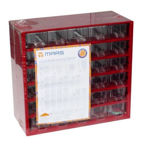 Metalowy organizer, 30 szufladek - Organizer metalowy, 30 szufladek, czerwony