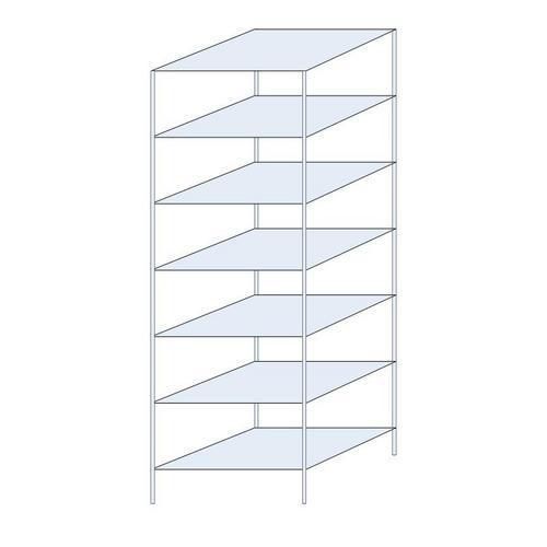 Metalowe regały bezśrubowe Ogmios - Regał metalowy Ogmios, podstawowy, 300 x 100 x 80 cm, 2300 kg, 7 półek, ocynkowany