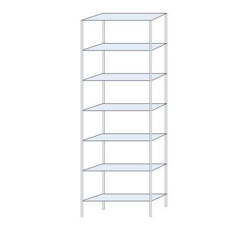 Metalowe regały bezśrubowe Ogmios - Regał metalowy Ogmios, podstawowy, 300 x 100 x 30 cm, 2300 kg, 7 półek, ocynkowany