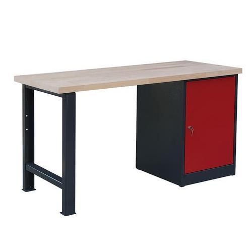 Stoły warsztatowe Weld, 84 x 150 x 68,5 cm - Stół warsztatowy Weld z szafką 80 cm, 84 x 150 x 68,5 cm, antracyt