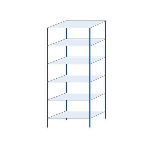Metalowe regały bezśrubowe Herkules - Regał metalowy Herkules, podstawowy, 250 x 100 x 50 cm, 900 kg, 6 półek, niebieski