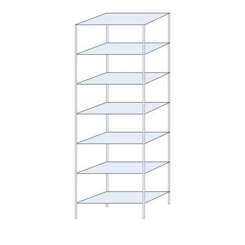 Metalowe regały bezśrubowe Ogmios - Regał metalowy Ogmios, podstawowy, 300 x 100 x 50 cm, 2300 kg, 7 półek, ocynkowany