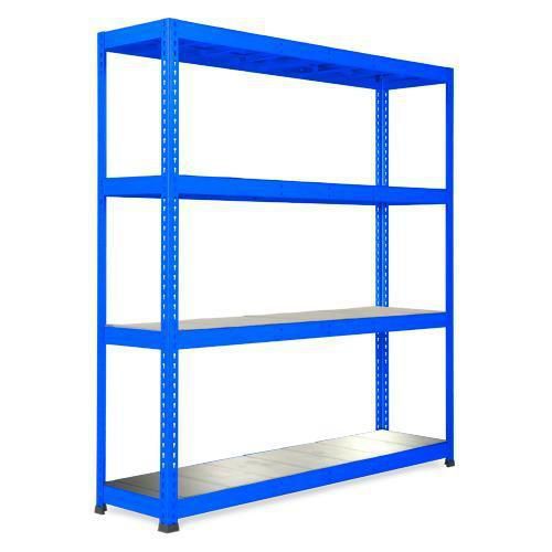 Metalowe regały bezśrubowe Rapid 1 - Regał metalowy Rapid 1, 198 × 183 × 73 cm, 440 kg/półkę, 4 panele stalowe, niebieski