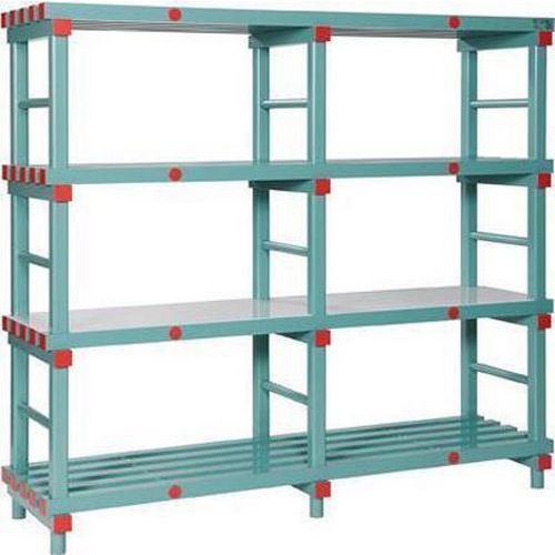 Plastikowe regały na produkty spożywcze Hermes - Regał plastikowy Hermes, podstawowy, 167 x 200 x 50 cm, 1600 kg, 4 półki, zielony