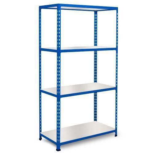 Metalowe regały bezśrubowe Rapid 2 - Regał metalowy Rapid 2, 160 × 122 × 61 cm, 200 kg/półkę, 4 półki laminowane, niebieski