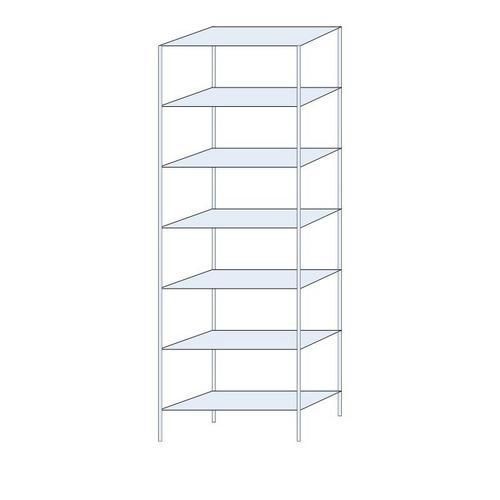 Metalowe regały bezśrubowe Ogmios - Regał metalowy Ogmios, podstawowy, 300 x 100 x 40 cm, 2300 kg, 7 półek, ocynkowany