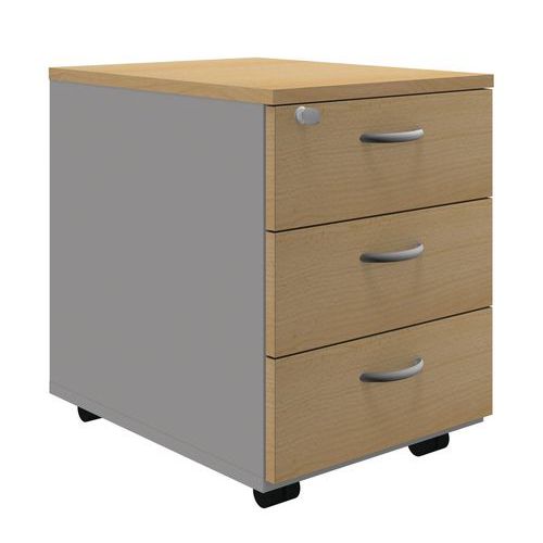 Kontenery mobilne Praktick, 58 x 42 x 56 cm - Kontener mobilny System, 58 x 42 x 56 cm, 3 szuflady, buk