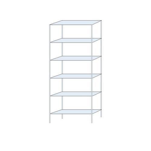 Metalowe regały bezśrubowe Ogmios - Regał metalowy Ogmios, podstawowy, 250 x 100 x 30 cm, 1700 kg, 6 półek, ocynkowany