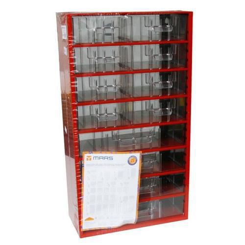 Metalowy organizer, 12 szufladek - Organizer metalowy, 12 szufladek, czerwony