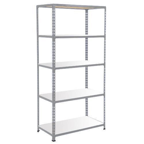 Metalowe regały bezśrubowe Rapid 2 - Regał metalowy Rapid 2, 198 × 91,5 × 36,5 cm, 340 kg/półkę, 5 półek laminowanych, ocynk