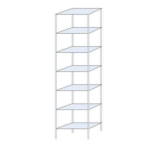 Metalowe regały bezśrubowe Ogmios - Regał metalowy Ogmios, podstawowy, 300 x 75 x 40 cm, 2300 kg, 7 półek, ocynkowany