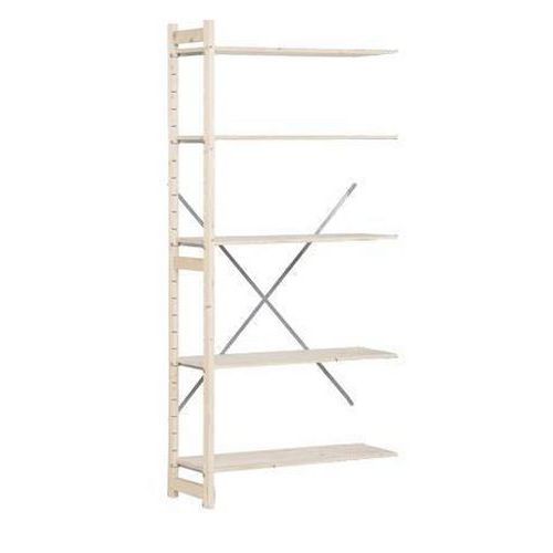 Regały drewniane, dostawne, 209 x 97 x 30 - 40 cm, 5 półek, świerk - Regały drewniane, dostawne, 209 x 97 x 30 cm, 5 półek, świerk