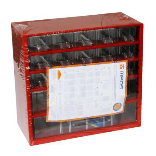 Metalowy organizer, 18 szufladek - Organizer metalowy, 18 szufladek, czerwony