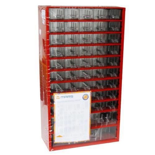 Metalowy organizer, 48 szufladek - Organizer metalowy, 48 szufladek, czerwony