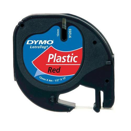 Taśmy z tworzywa sztucznego, do etykieciarek Dymo LetraTag - Taśma plastikowa do etykieciarek Dymo LetraTag, czerwona