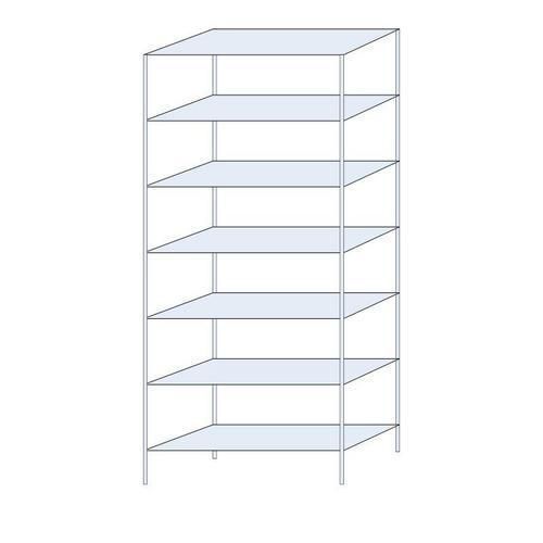Metalowe regały bezśrubowe Ogmios - Regał metalowy Ogmios, podstawowy, 300 x 130 x 50 cm, 2300 kg, 7 półek, ocynkowany