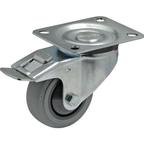 Gumowe kółka do maszyn z kołnierzem, średnica 80 - 125 mm, skrętne z hamulcem, łożyska toczne - Gumowe kółko do maszyn z kołnierzem, średnica 80 mm, s