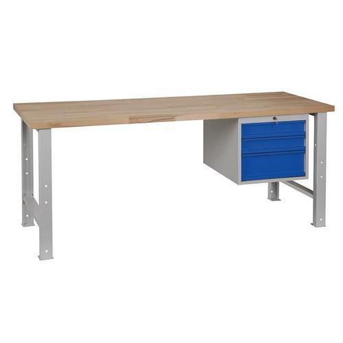 Stoły warsztatowe Weld, 84 x 200 x 68,5 cm - Stół warsztatowy Weld z 3 szufladami, 84 x 200 x 68,5 cm, szary