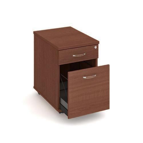 Kontenery mobilne, 60 x 40 x 60 cm, 2 szuflady - Kontener mobilny biurowy, 60 x 40 x 60 cm, 2 szuflady, kolor orzech