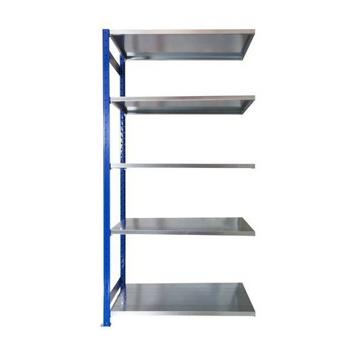 Metalowe regały bezśrubowe Herkules - Regał metalowy Herkules, dostawny, 200 x 100 x 60 cm, 650 kg, 5 półek, niebieski