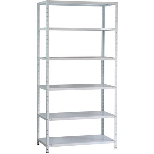 Regały metalowe Arzal, podstawowe, 200 x 100 x 40-50 cm, 1500 kg, 6 półek, białe - Regał metalowy Arzal, podstawowy, 200 x 100 x 50 cm, 1500 kg, 6 pół