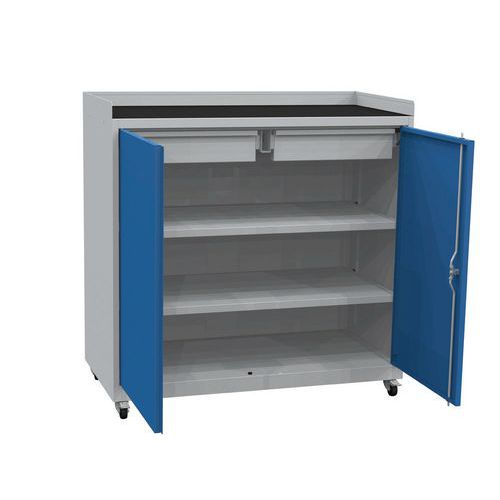 Mobilna szafa warsztatowa na narzędzia, 104 x 100 x 50 cm - Mobilna szafa warsztatowa na narzędzia, 104 x 100 x 50 cm, szara/niebieska