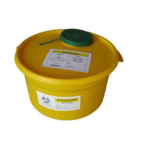Pojemniki na odpady sanitarne, średnie - Pojemnik na odpady medyczne, żółty, 5 l