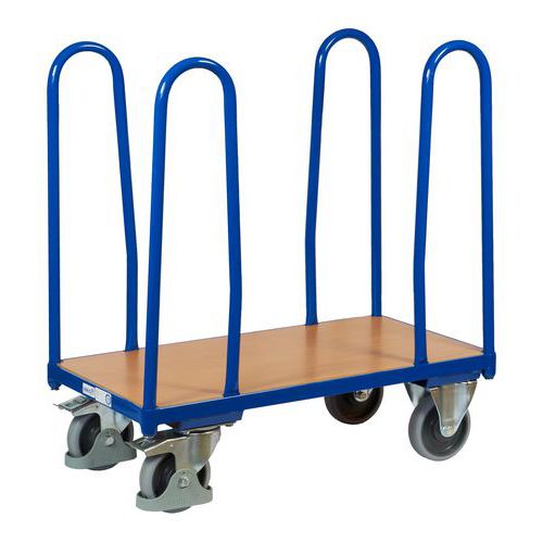 Wózki platformowe z czterema podporami narożnymi, do 400 - 500 kg - Wózek platformowy z czterema podporami narożnymi, do 400 kg, 99 x 91 x 50 cm, nieb