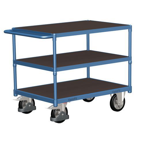 Wózki półkowe z uchwytem, do 1000 kg, 3 półki - Wózek półkowy z uchwytem, do 1000 kg, 3 półki, 92,5 x 139 x 80 cm, niebieski