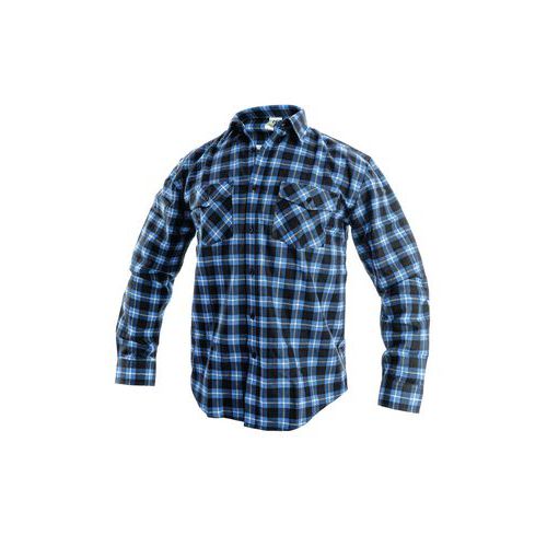 Męska koszula flanelowa z długim rękawem CXS, niebieska/czarna - Męska koszula flanelowa z długim rękawem CXS, niebieska/czarna, rozm. M