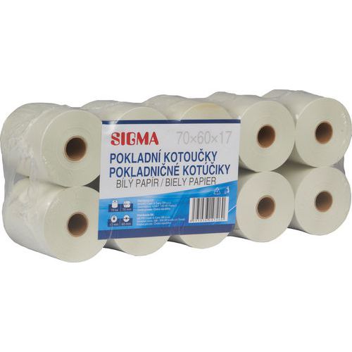 Papierowe rolki do kas i kalkulatorów, jednowarstwowe - Papier w rolce do kas i kalkulatorów, jedna warstwa, 76 x 70 mm