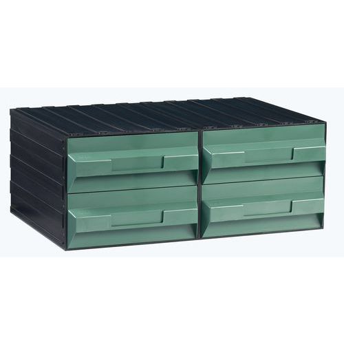 Organizery modułowe PS, 4 szuflady - Organizer modułowy PS, 4 szuflady, czarny/zielony, 52,2 x 39 x 22,8 cm