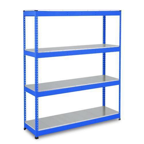 Metalowe regały bezśrubowe Rapid 1 - Regał metalowy Rapid 1, 198 × 122 × 45,5 cm, 440 kg/półkę, 4 panele stalowe, niebieski