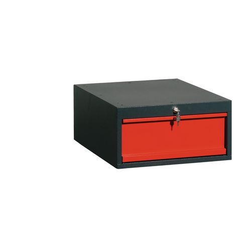 Kontenery podwieszane, 26 x 51 x 50 cm, 1 szuflada - Kontener podwieszany, 26 x 51 x 59 cm, 1 szuflada, antracyt/czerwony