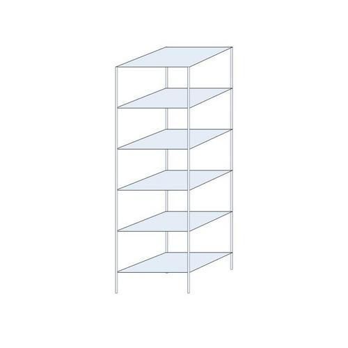 Metalowe regały bezśrubowe Ogmios - Regał metalowy Ogmios, podstawowy, 250 x 75 x 60 cm, 1700 kg, 6 półek, ocynkowany