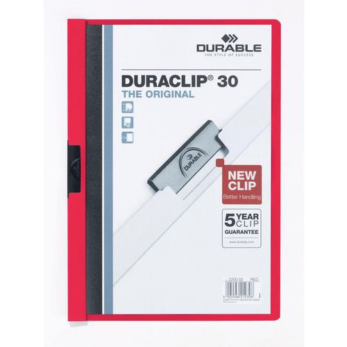 Skoroszyty DuraClip, 20 szt. - Skoroszyty DuraClip, 20 szt., pojemność 30 kartek, czerwone