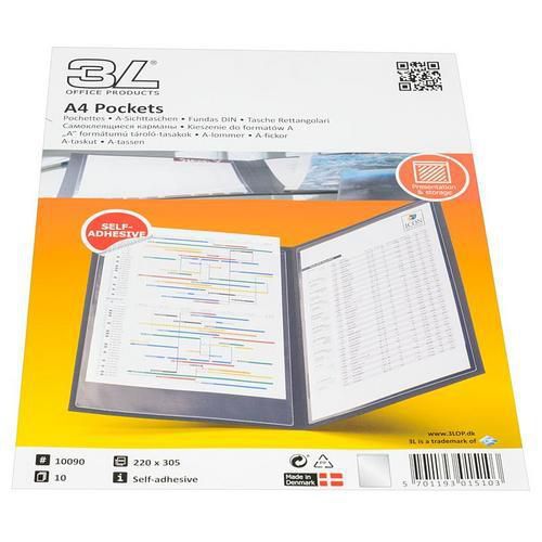 Kieszenie informacyjne 3L Office A4, samoprzylepne - Kieszeń informacyjna 3L Office A4, samoprzylepne, 10 szt.