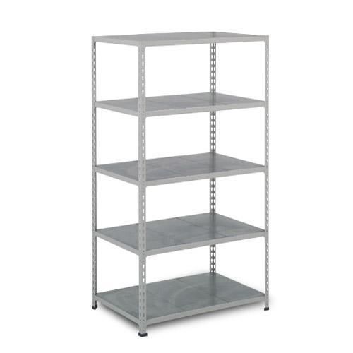 Metalowe regały bezśrubowe Rapid 2 - Regał metalowy Rapid 2, 198 × 91,5 × 36,5 cm, 135 kg/półkę, 5 paneli stalowych, ocynk